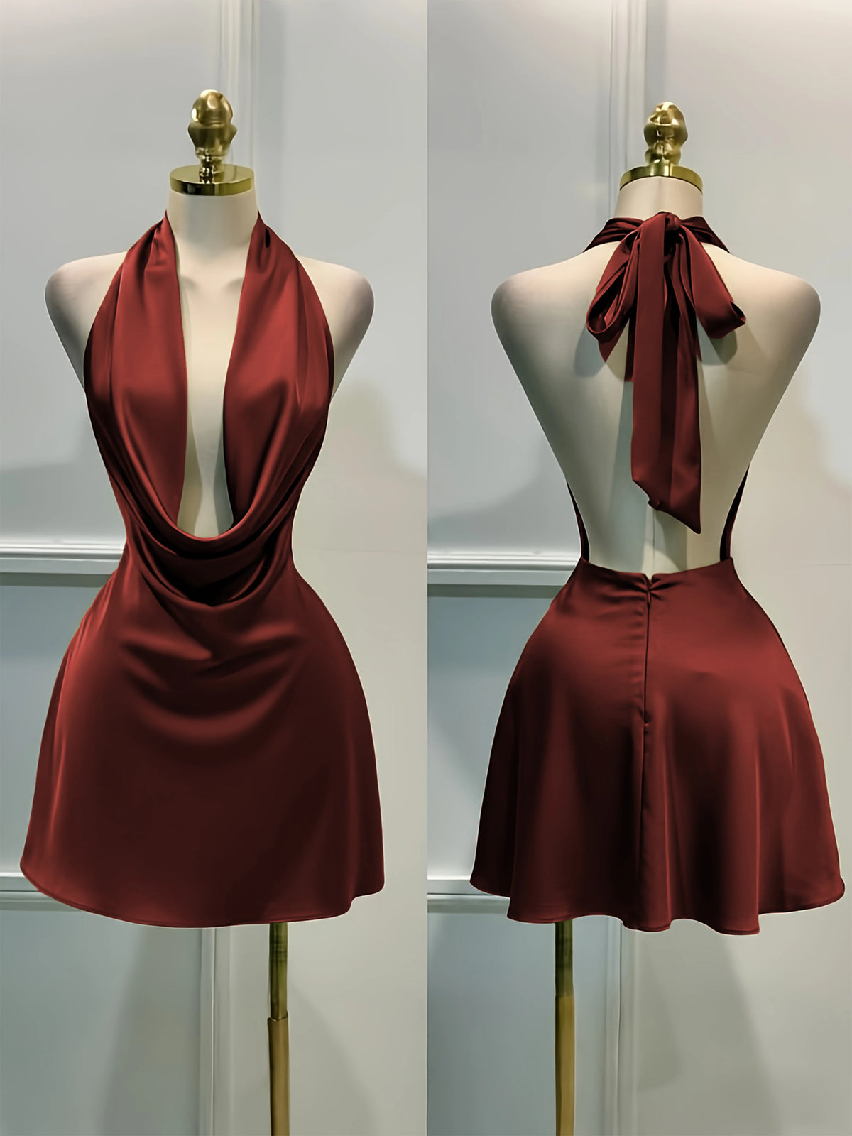 Vestido Midi Satén Espalda Abierta