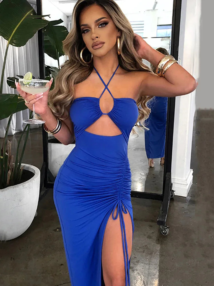Vestido Midi Halter Sin Espalda Fiesta