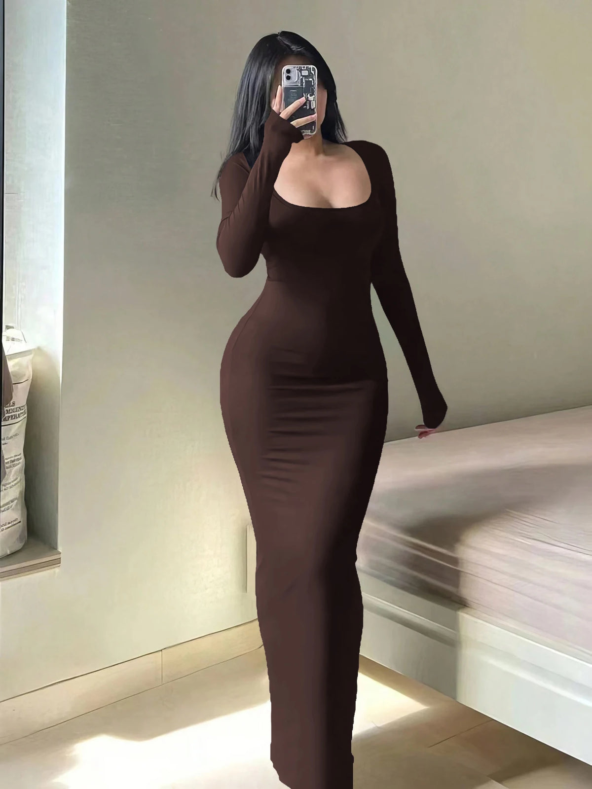 Vestido Midi Manga Larga Essential