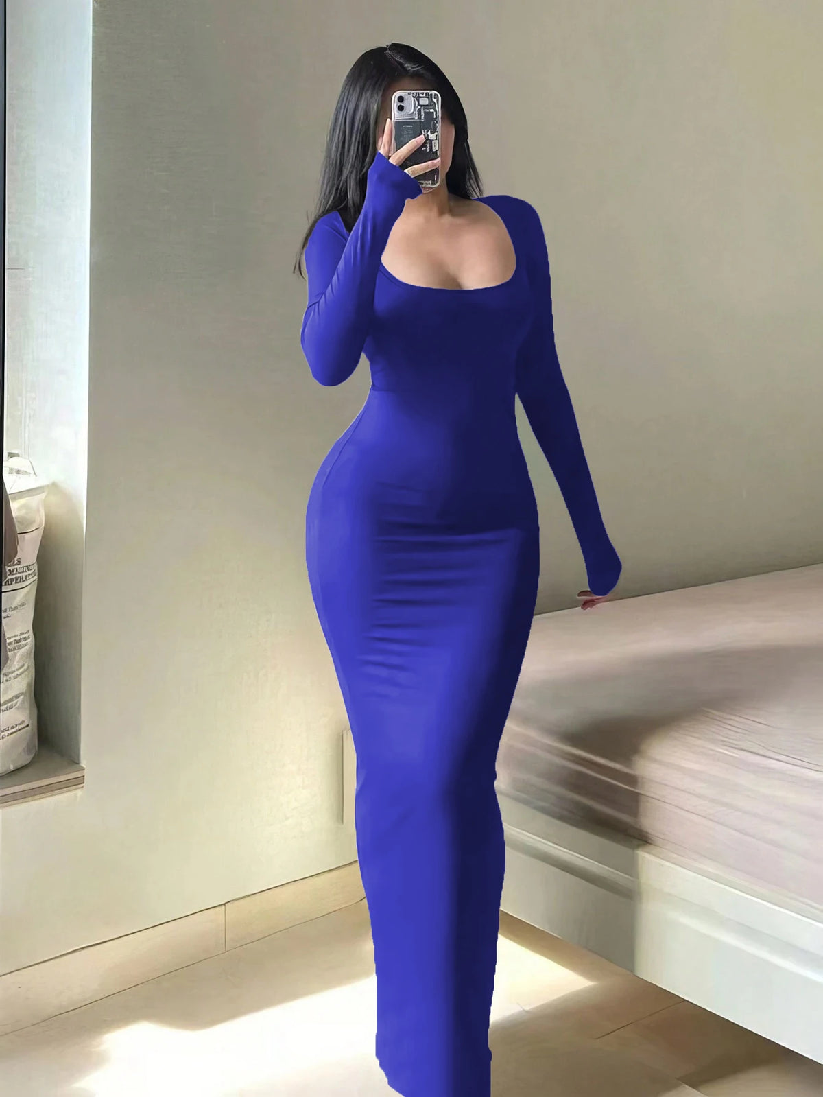 Vestido Midi Manga Larga Essential