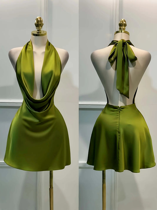 Vestido Midi Satén Espalda Abierta