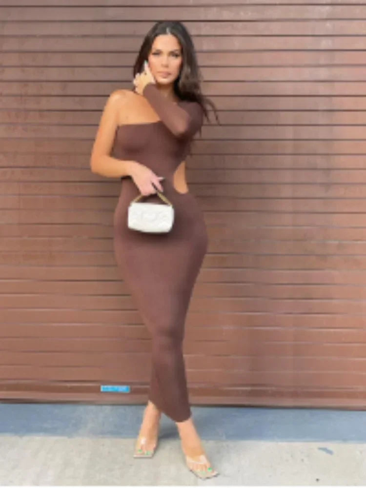 Vestido Midi Hombros Caídos Formal