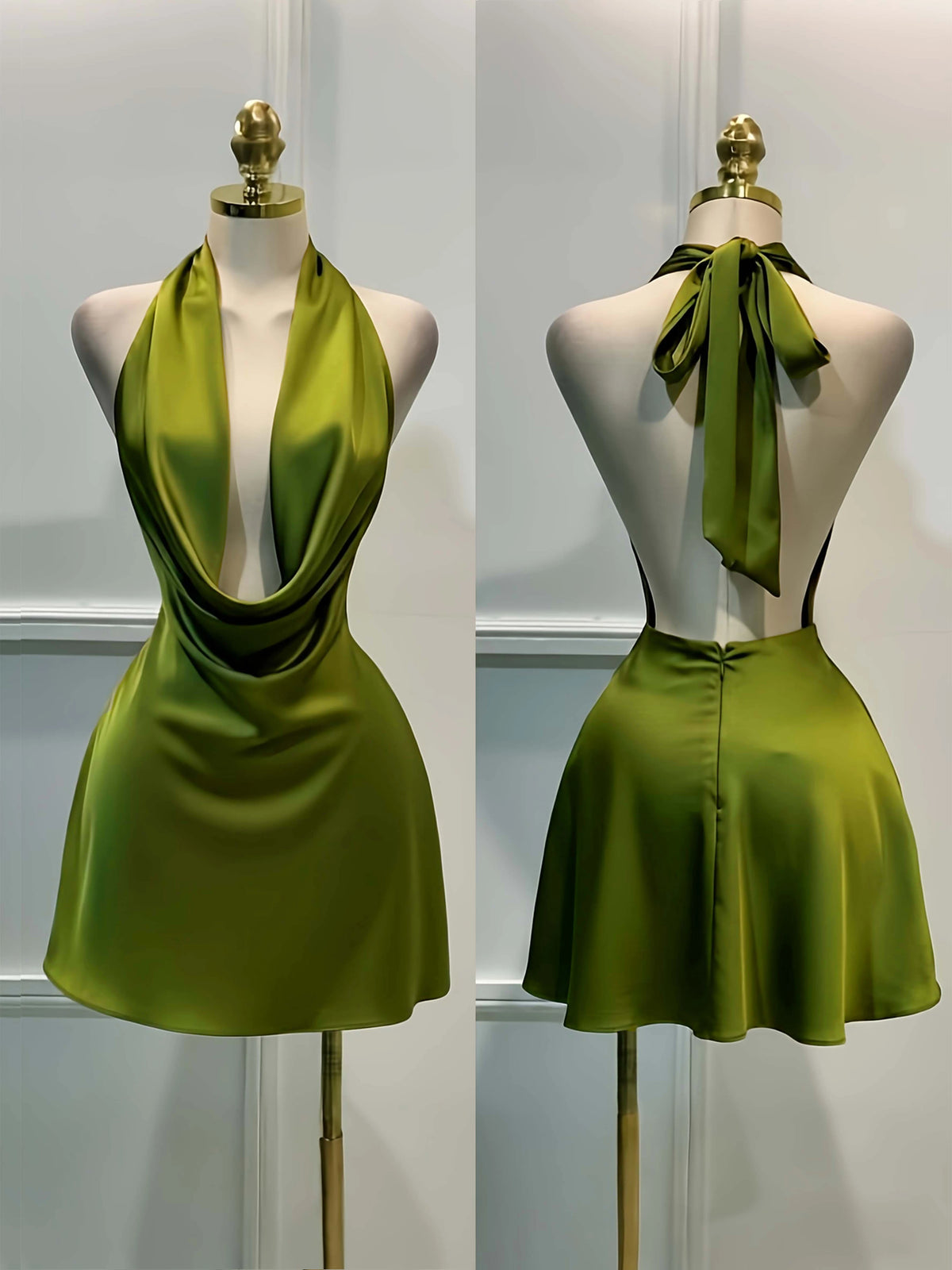 Vestido Midi Satén Espalda Abierta