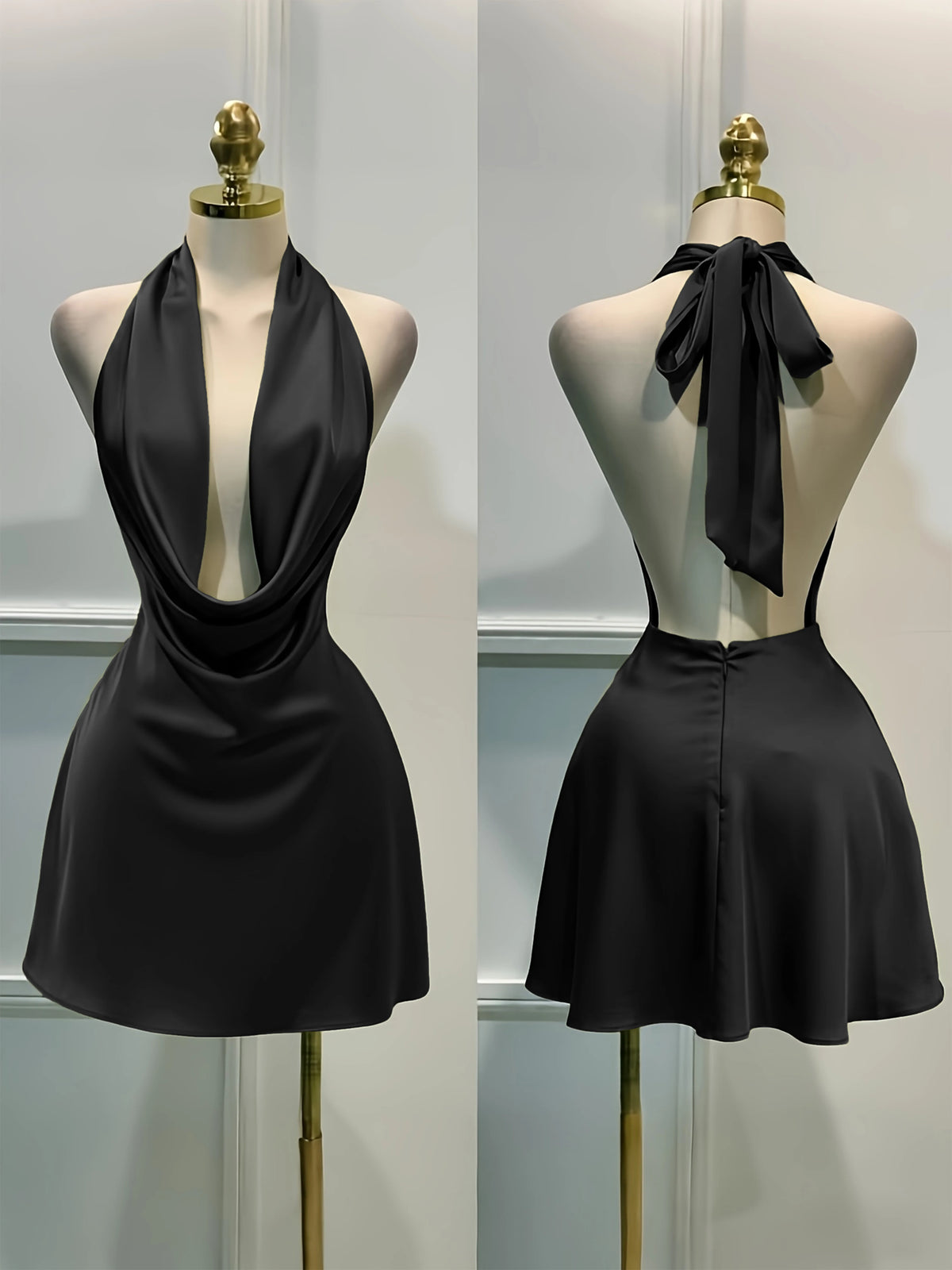 Vestido Midi Satén Espalda Abierta