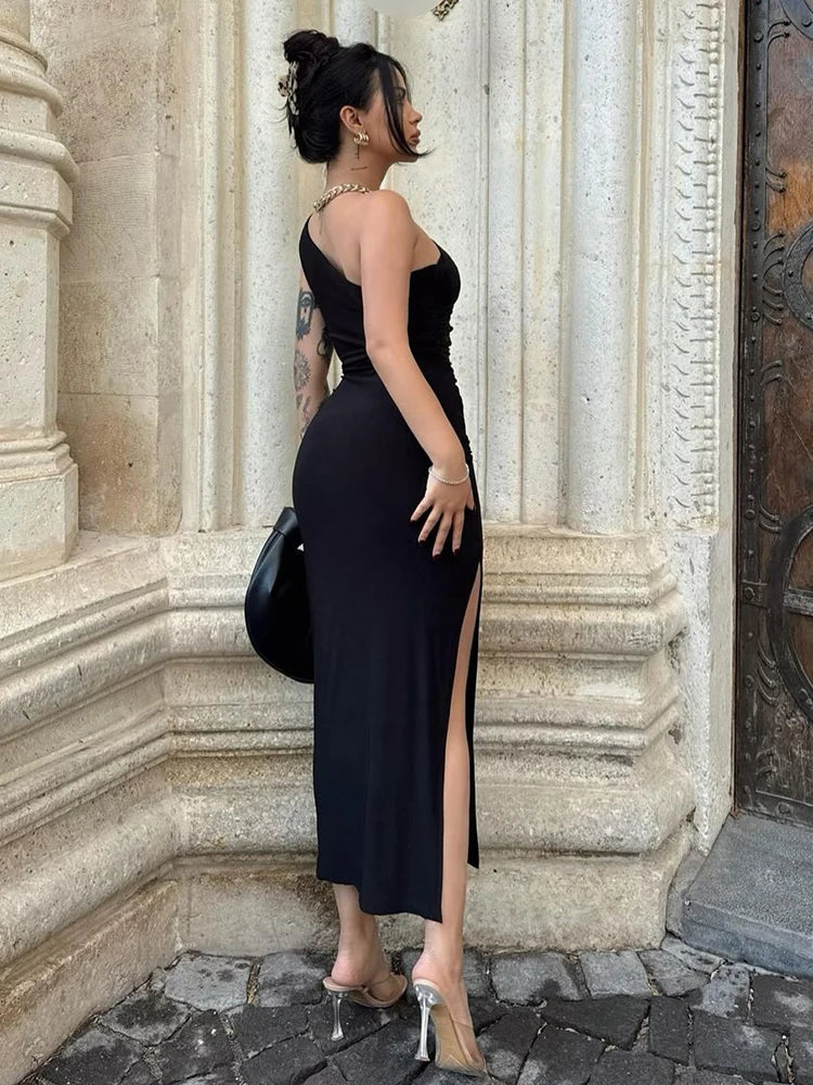 Vestido Maxi Hombros Caídos Abertura