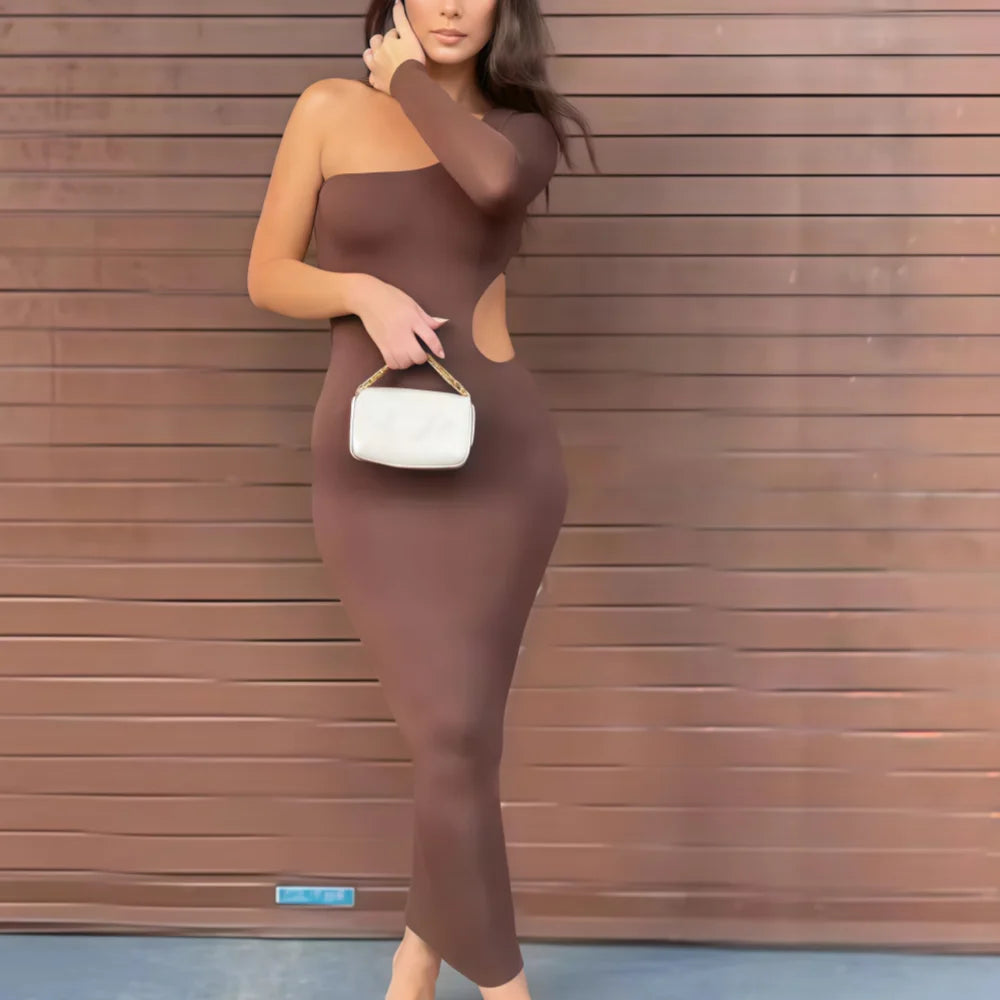 Vestido Midi Hombros Caídos Formal