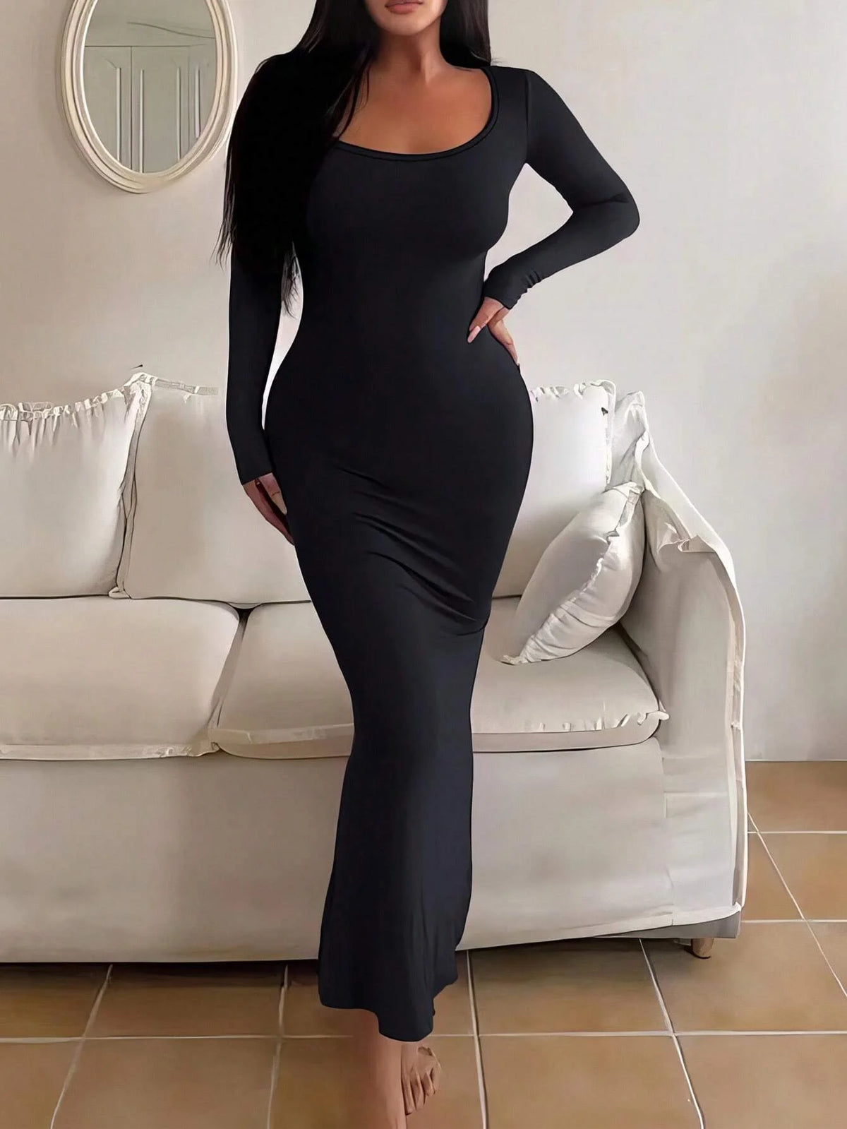 Vestido Midi Manga Larga Essential